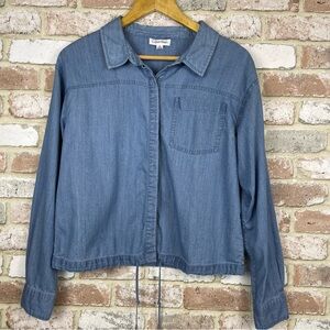 Calvin Klein Long Sleeve Chambray Button Up Shirt  Drawstring Women’s Si…